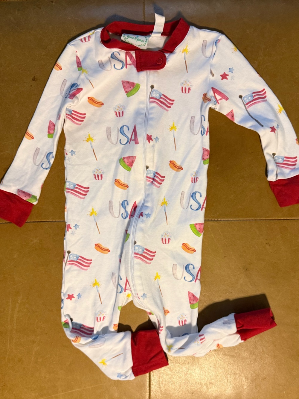 💜$20 FLASH SALE💜Grace & James USA Coverall 18M
